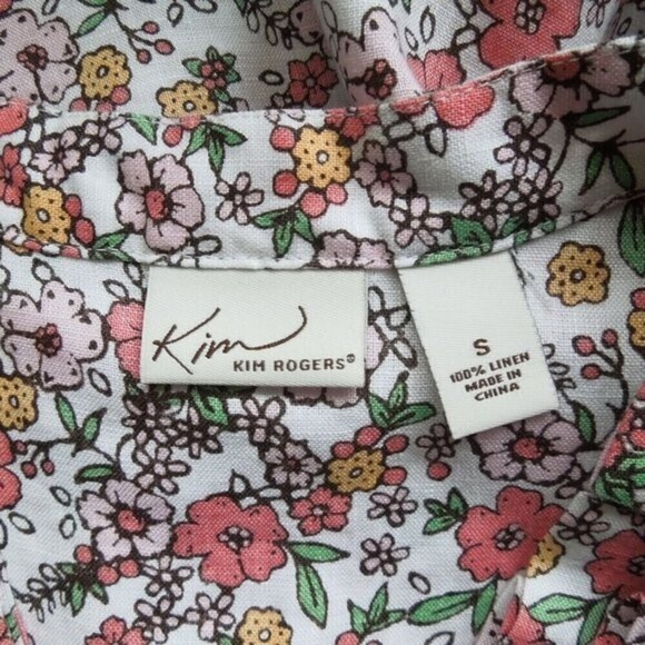 *2/$25* Kim Rogers Washable Linen Top Size Small Sleeveless Floral - Picture 3 of 4